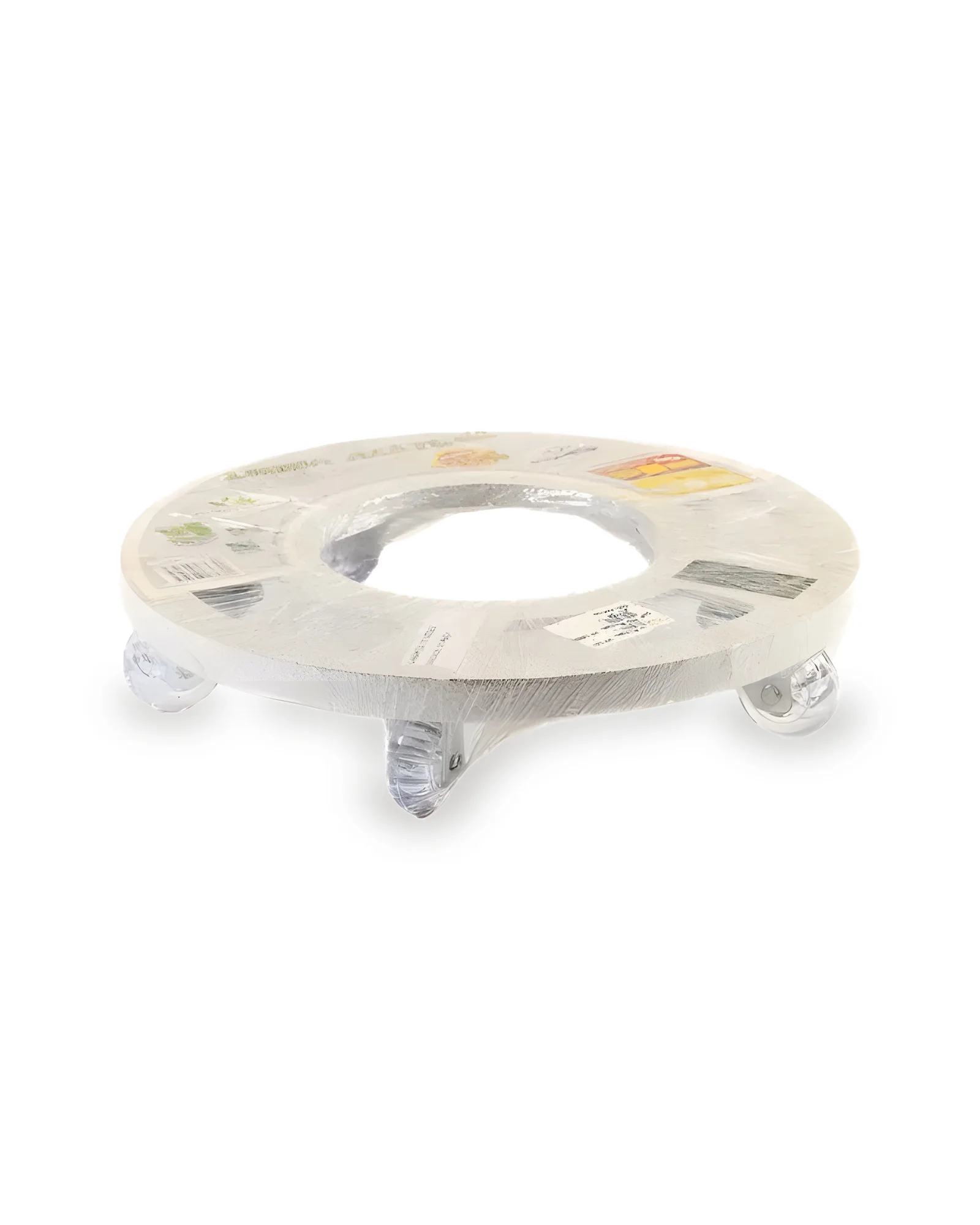 Suporte vaso de aluminio redondo e rodas de gel 25 (25cm)