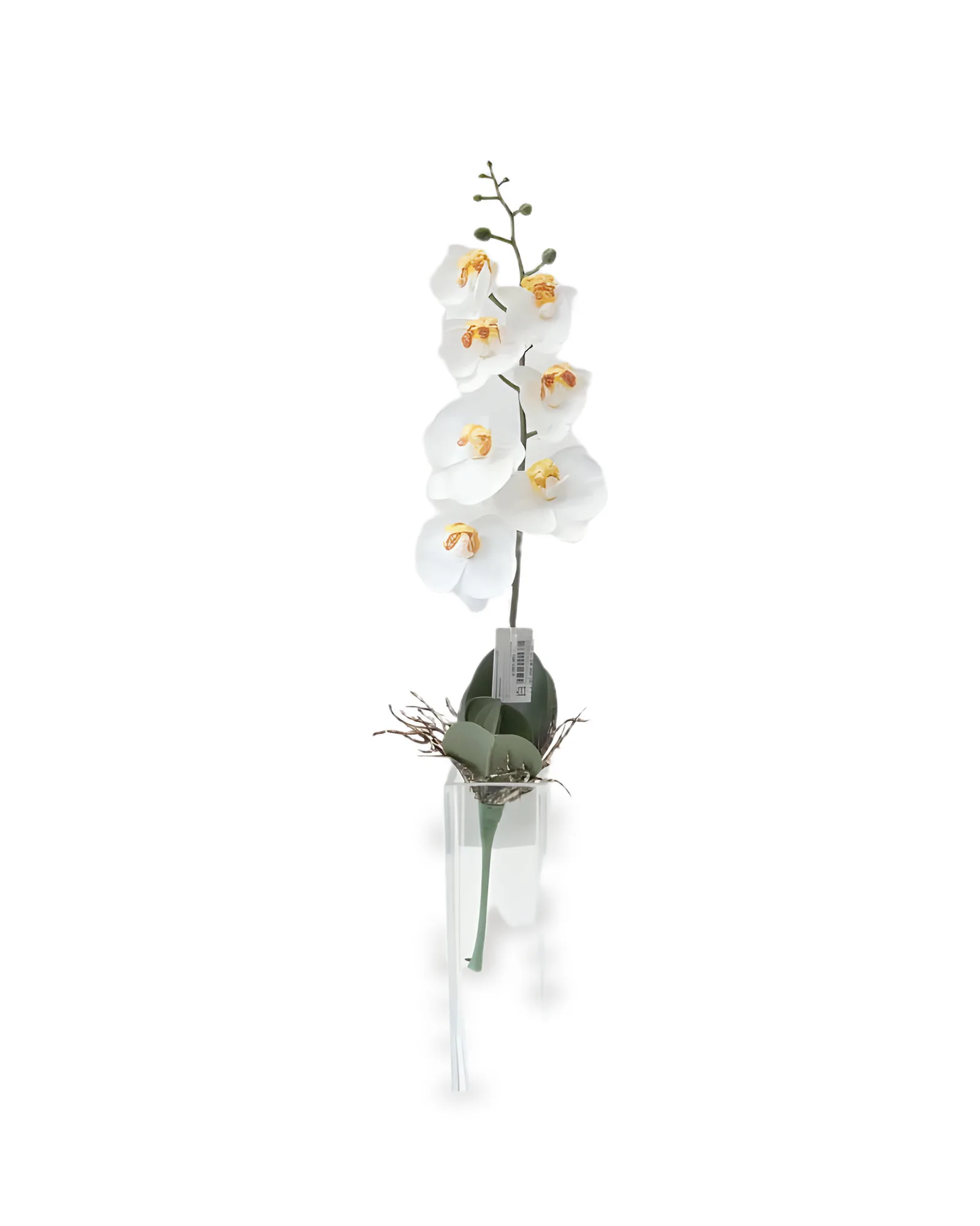 Haste Orquídea Phalaenopsis Artificial Branca c/Folha (45cm)