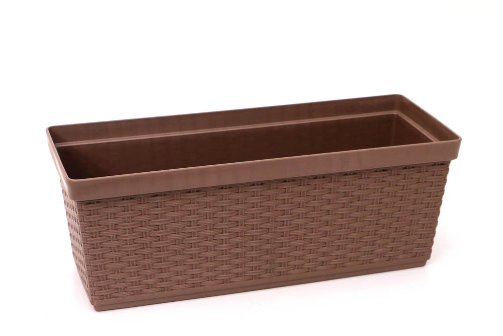 Jardineira Rattan Tabaco Plástico (50x20x18,5)