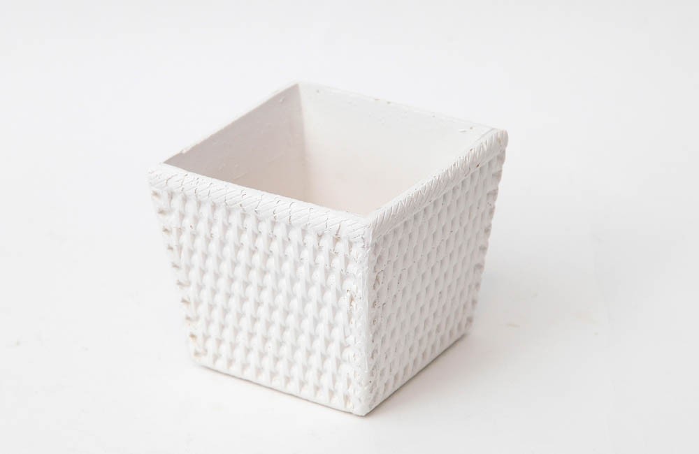 Cachepot Quadrado Poliuretano Branco (12x10,5)