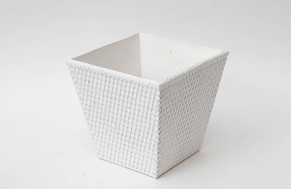 Cachepot Quadrado Poliuretano Branco (19,5x19,5x18)