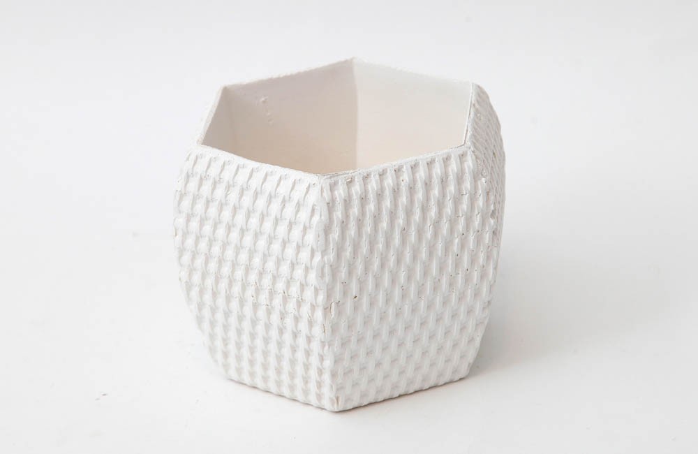 Vaso Sextavado Poliuretano Branco (13,5x13,5x12)