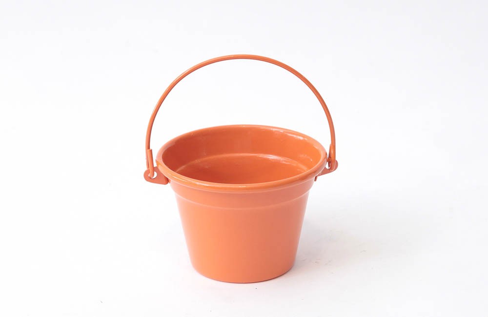 Cachepot Alumínio com Alça Laranja (11X09)