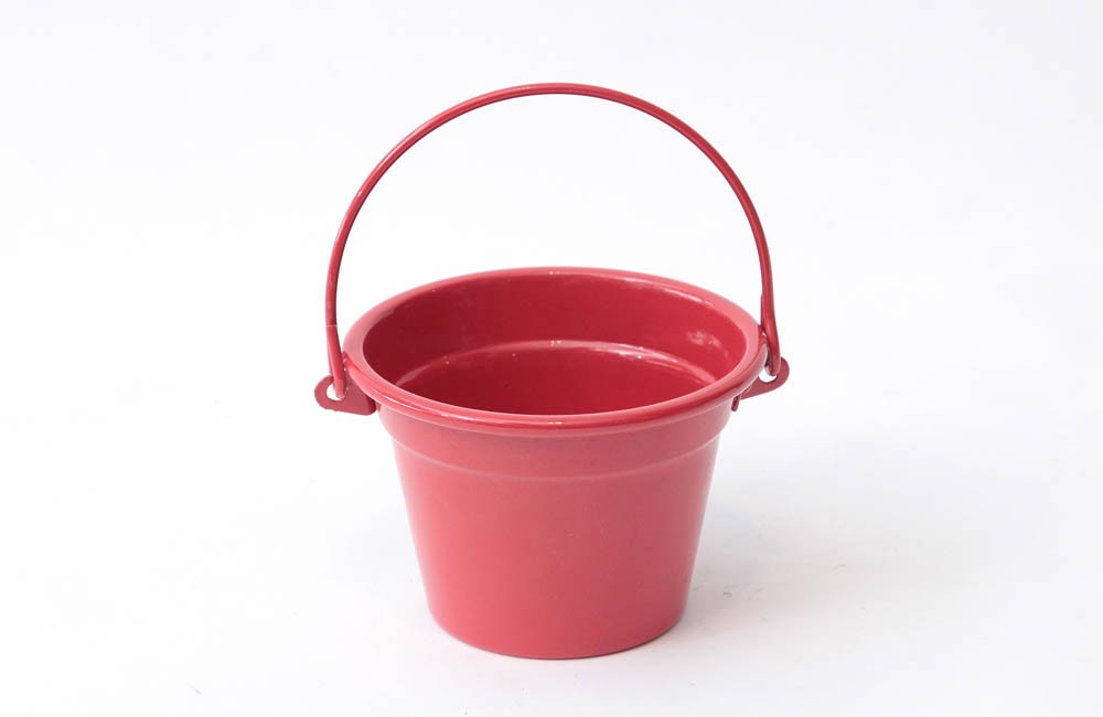 Cachepot Alumínio com Alça Vermelho metalizado (11X09)