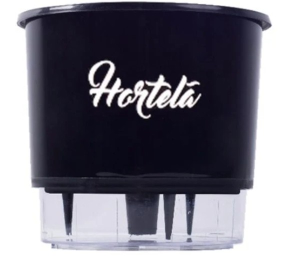 Vaso HORTELÃ autoirrigavel preto(14alx16diam)