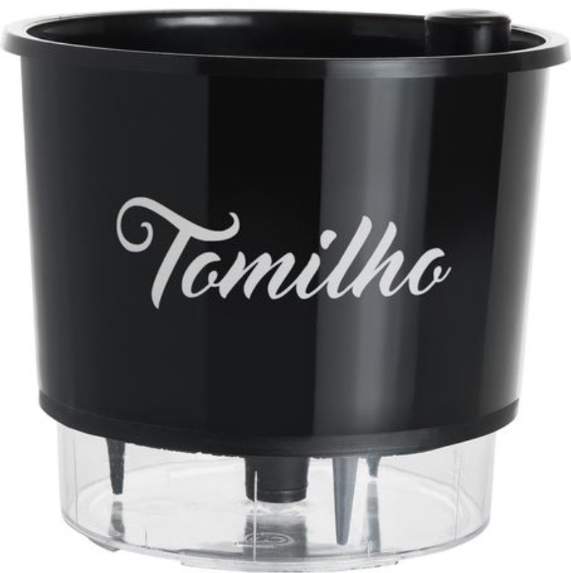 Vaso TOMILHO autoirrigavel preto(14alx16diam)